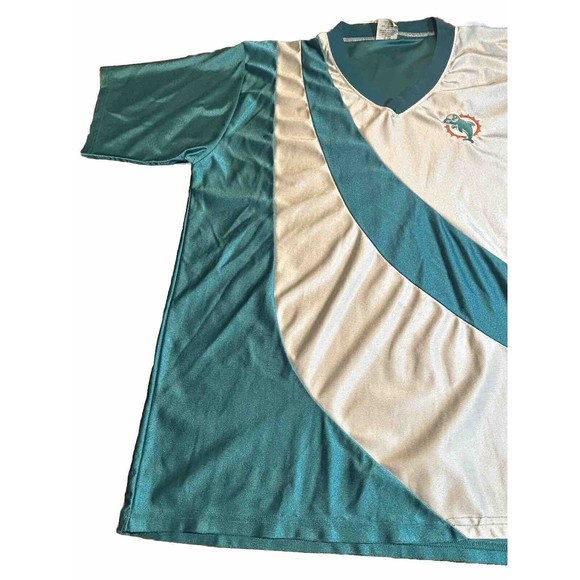 Don Alleson XXL Vintage 80s Miami Dolphins Nylon Polyester Short Sleeve USA Made - Picture 3 of 10